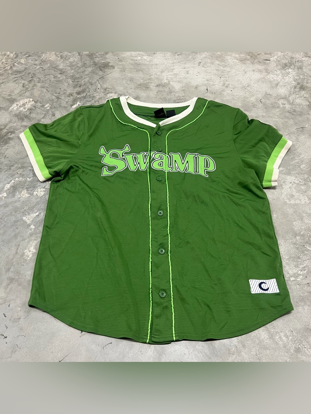 Dreamworks SHREK & Donkey SWAMP 01 Green Jersey Size XL Baseball Button C Spot
